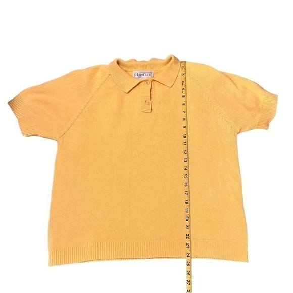 VINTAGE Hunt Club Yellow Knit Boxy Pull Over Sweater with Collar - Picture 12 of 12